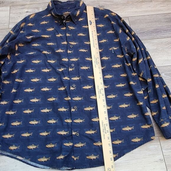Woolrich Spotted Trout Fish Pocket Long Sleeve Button Down Shirt Men XL - Picture 5 of 12
